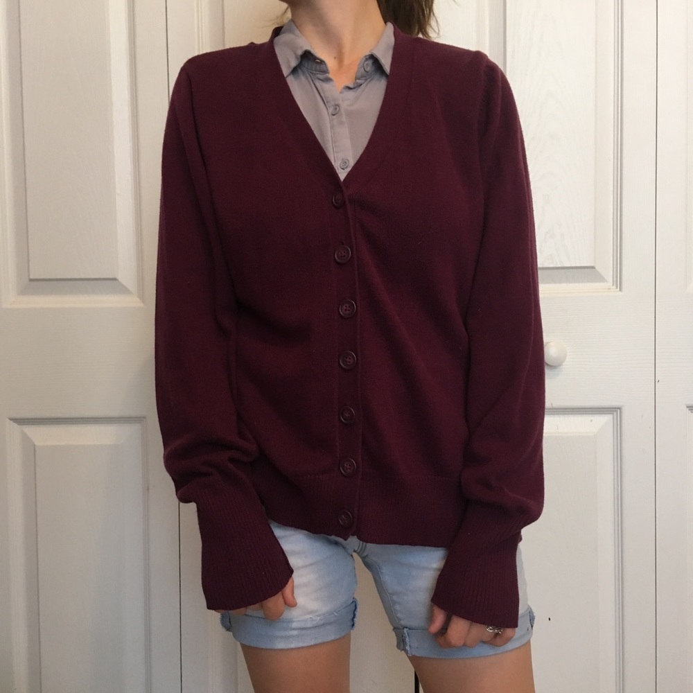 Eddie Bauer “Boyfriend” Cardigan Maroon